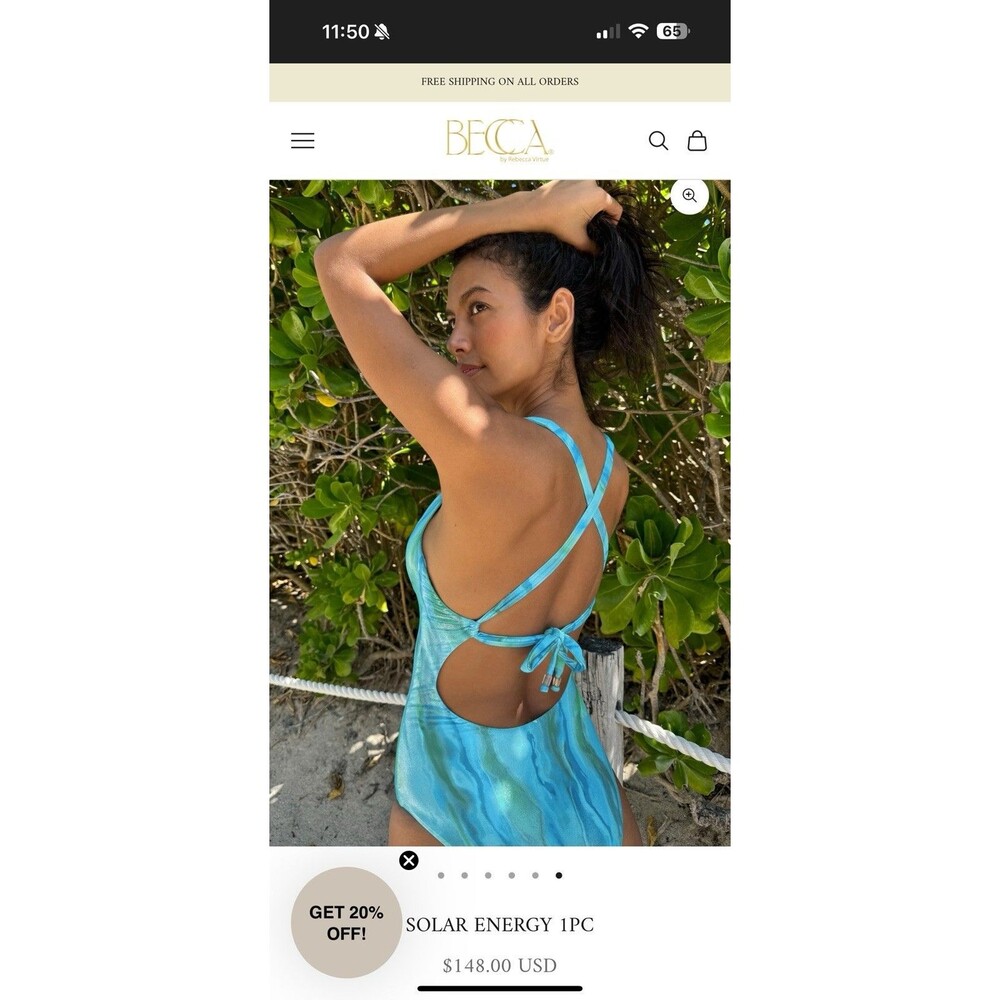 NWT BECCA Standard Solar Energy 1pc Swimsuit Pool Lagoon Size Large $149 MSRP - Picture 2 of 8